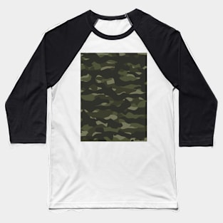 Cool Dark Green Camouflage Pattern Baseball T-Shirt